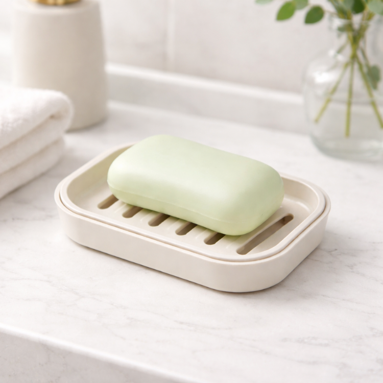 Double Layer Soap Dish with Cover Minimalist Bathroom Organizer