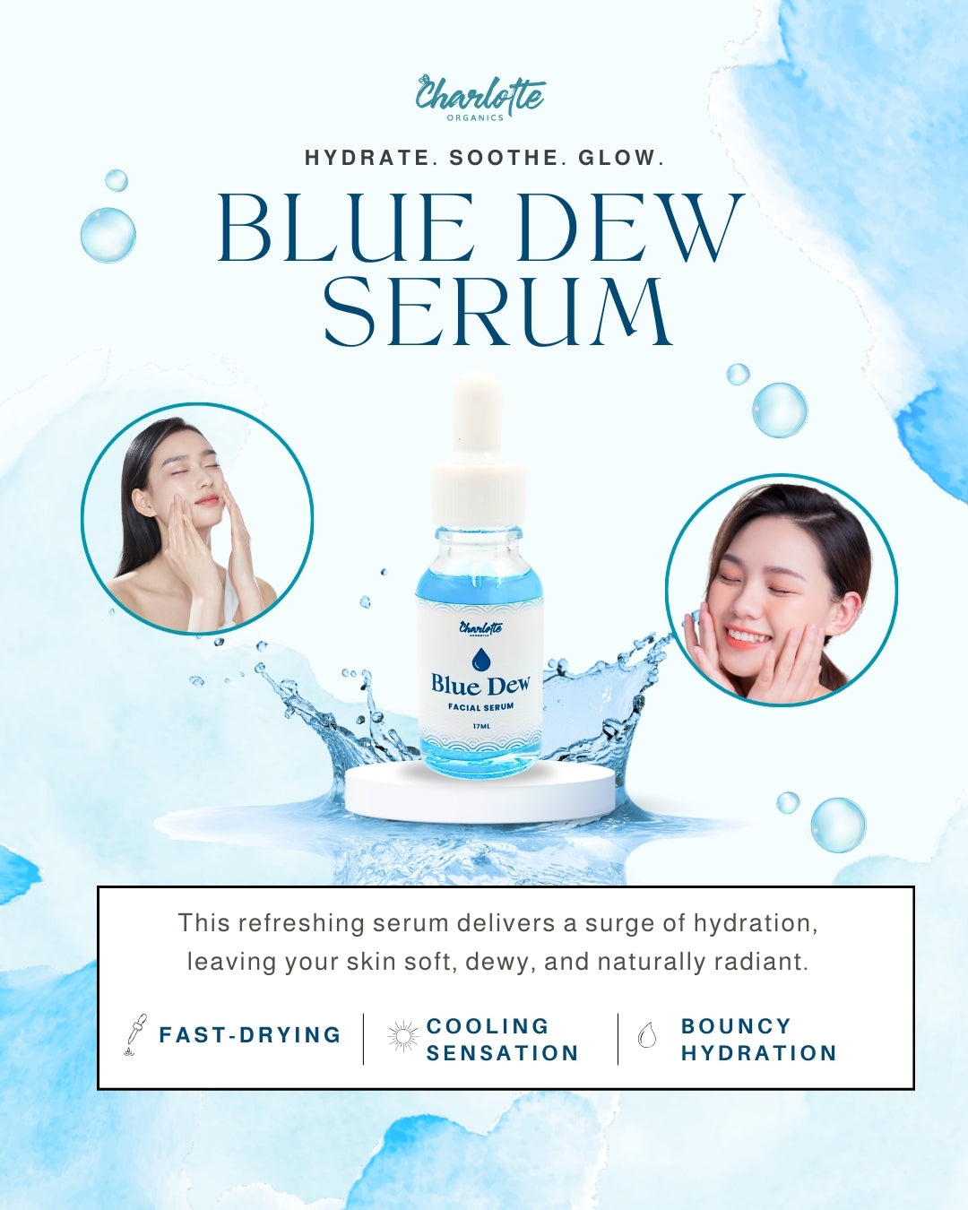 (Limited-Time Trial Price) Charlotte Organics Blue Dew Cooling Gel Serum