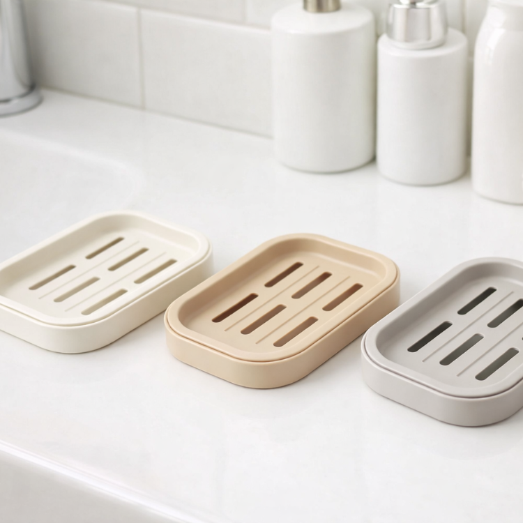 Double Layer Soap Dish with Cover Minimalist Bathroom Organizer