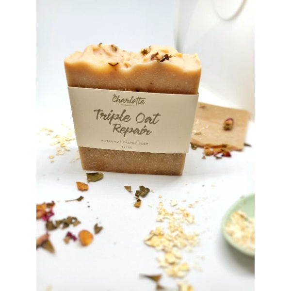 Charlotte Organics Triple Oat Moisturizing Soap Body Bar