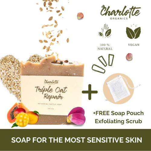 Charlotte Organics Triple Oat Moisturizing Soap Body Bar