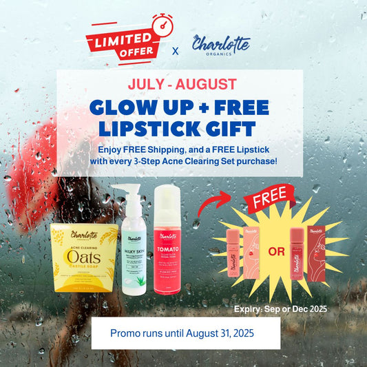 July-August: 3-Step Acne Clearing Set w/Free Lipstick Promo